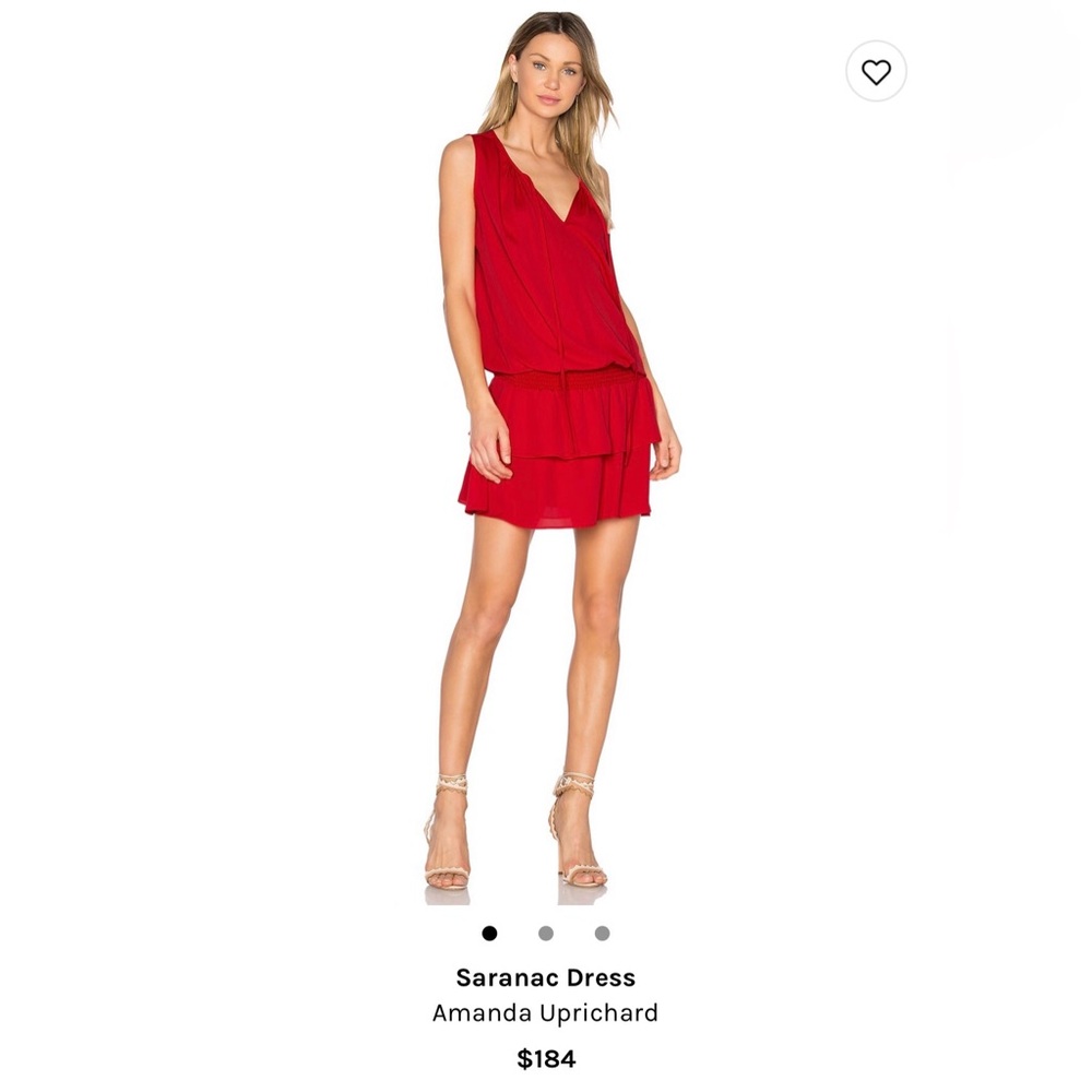 Amanda Uprichard Red V-Neck Sleeveless Mini Sundress